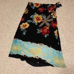 Harari Long Wrap Silk Skirt Size S
